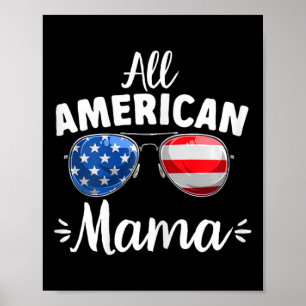 Poster Maman tout américain filles femmes 4 juillet