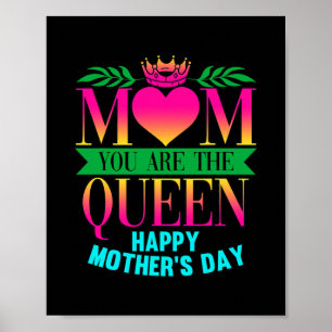 Poster Maman Tu Es La Reine Joyeuse Fête Des Mères