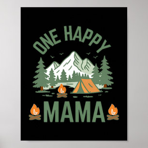 Poster Maman un campeur heureux 1er anniversaire camping