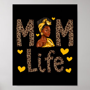 Poster Maman Vie Léopard Femme noire Africaine Américaine