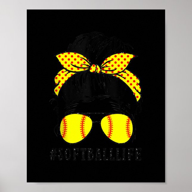 Poster Maman Vie Softball Baseball Maman Fête des mères M (Devant)