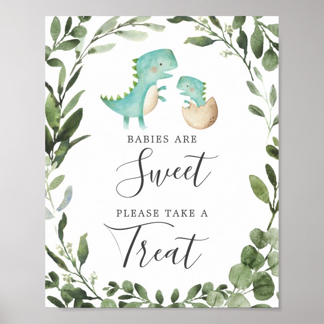 Poster MamanBaby Dinosaur Baby shower Les bébés sont doux (Devant)