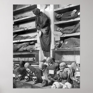 Poster Mamans dans les catacombes de Palerme, Italie