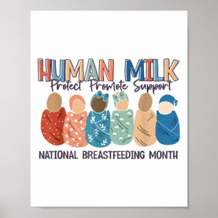 Poster Mamans de lait maternel Mois national de l'allaite