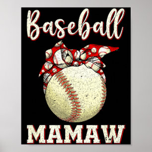 Poster Mamaw baseball vintage femme softball léopard