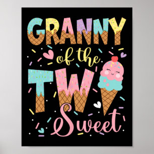 Poster Mamie Des Deux Douces 2e Fille D'Anniversaire Crea
