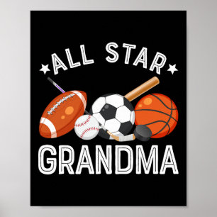 Poster Mamie Star Du Garçon D'anniversaire Sketll Footbal
