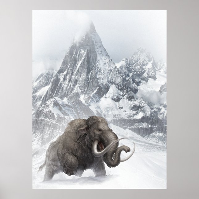 Poster Mammifère laineux Période de glace animale préhist (Devant)