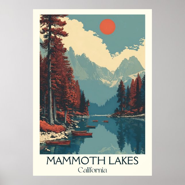 Poster Mammoth Lakes California Art Imprimer | Lac Mounta (Devant)