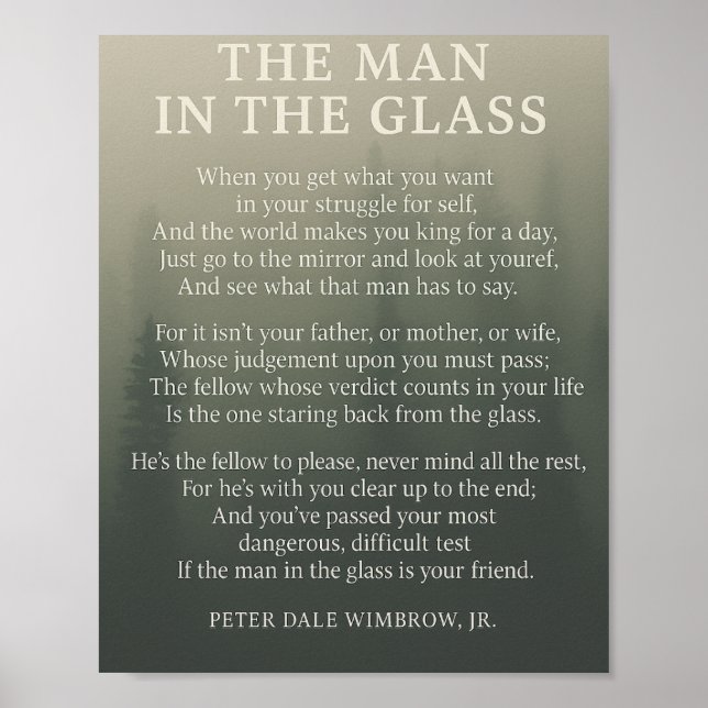 Poster Man in the Glass - Citation d'inspiration (Devant)