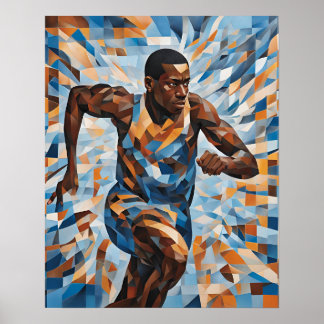 Poster Man Runtrack in Mosaic Tiles Téléchargement numéri