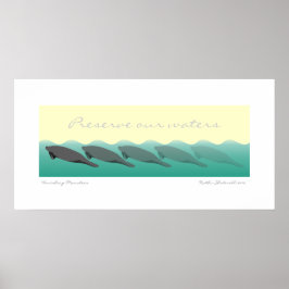 Poster Manates disparus - Préservez nos eaux 36 x 18