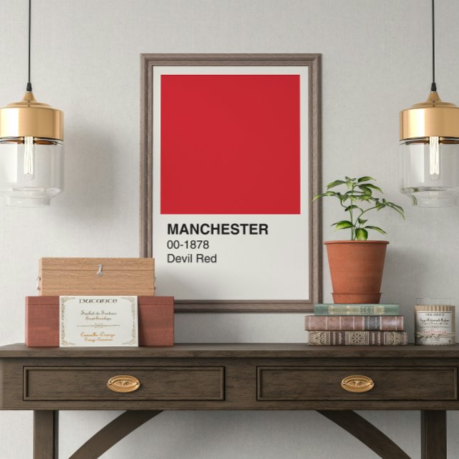 Poster Manchester Devil Red - frontière blanche (Créateur téléchargé)