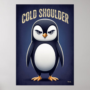 Poster Manchot à l'Épaule Froide – Personnage de Dessin A