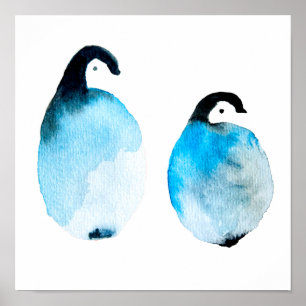 Poster Manchot aquarelle mignonne