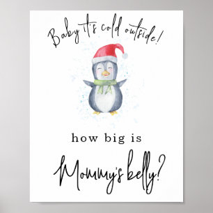 Poster Manchot - Comme le ventre de Maman est gros