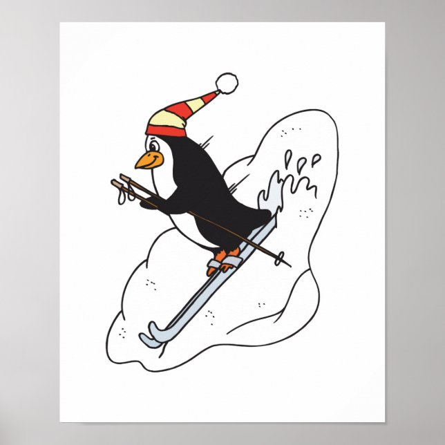 Poster manchot de ski idiot (Devant)