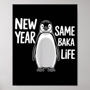 Poster Manchot drôle Nouvel An Humour Nouvel An Même Baka