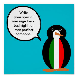 Poster Manchot parlant italien personnalisé