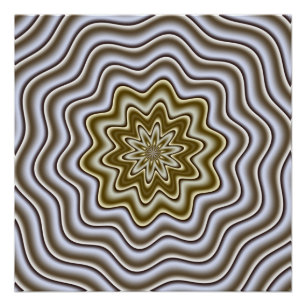 Poster Mand d'Or Liquide et d'Argent Hypnotique à Vagues