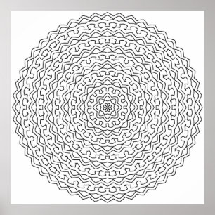 Poster Mandala à Boucle Concentrique Intriquée avec un No