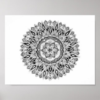 Poster Mandala à fleurs avec semence de vie