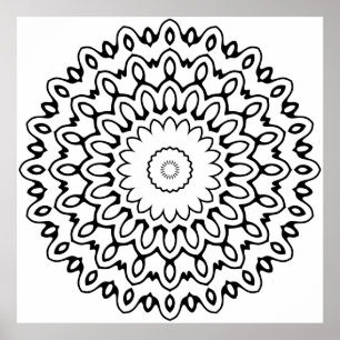 Poster Mandala à vague de pétale gras avec art de boucles