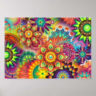 Poster Mandala Abstrait Spirituel Psychedélique Trippy
