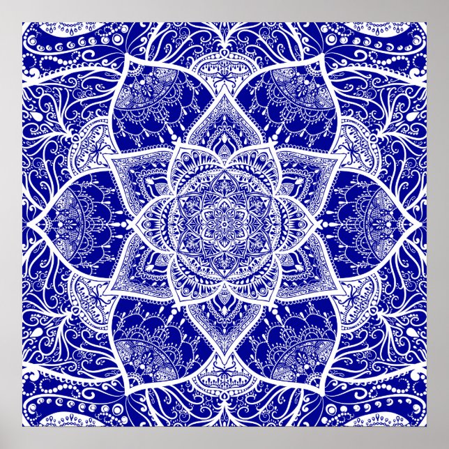 Poster Mandala bleu et blanc - Loergann en Sapphire (Devant)