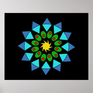 Poster - Mandala bleu et vert