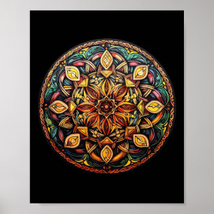 Poster Mandala Coloré Géométrie Sacrée Méditation