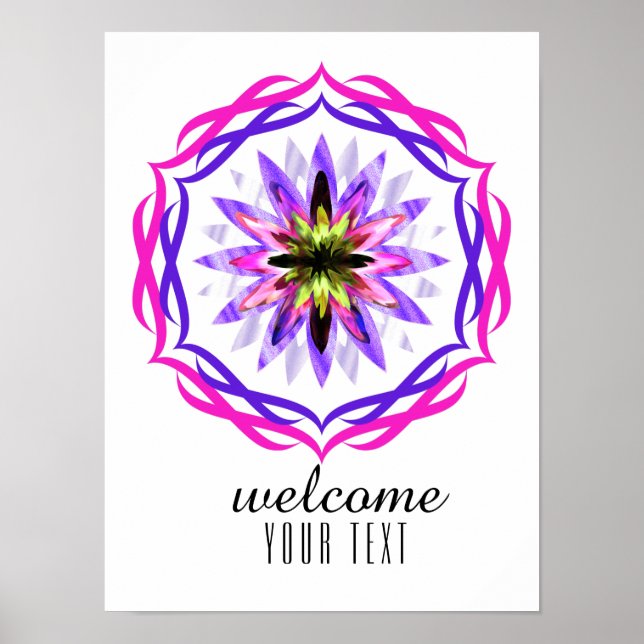 Poster Mandala Damask Bienvenue Lotus Flower Art élégant (Devant)