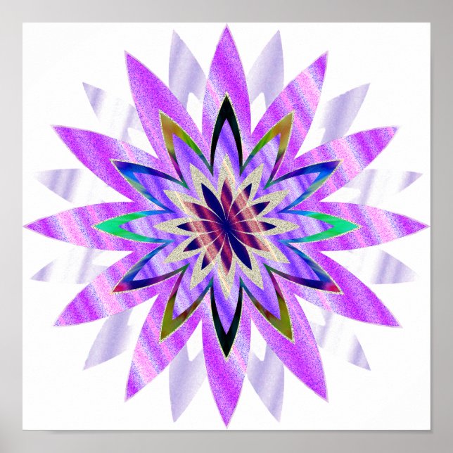 Poster Mandala Damask Lotus Flower Art élégant (Devant)