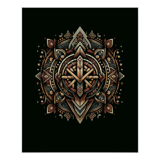 Poster Mandala de boussole nordique