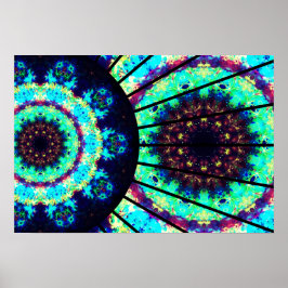 Poster Mandala de cellule fluorescente détaillée