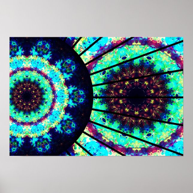 Poster Mandala de cellule fluorescente détaillée (Devant)