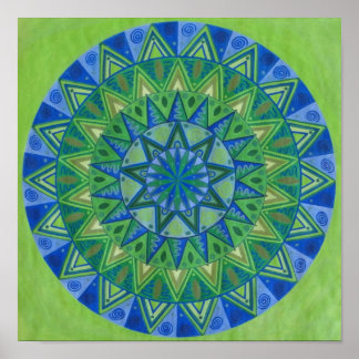 Poster Mandala de la Lune verte