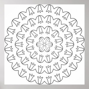 Poster Mandala de l'anneau de tulipe à godrons avec un do