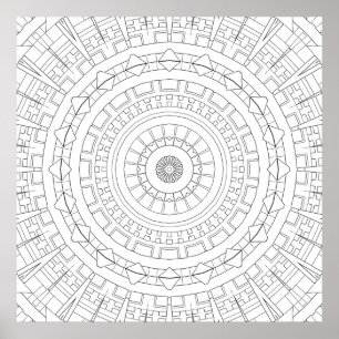 Poster Mandala de l'anneau mécanique Précision de l'art d