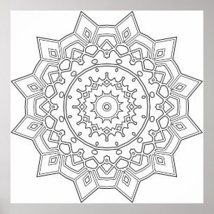 Poster Mandala de l'étoile à pétales en couches avec des 