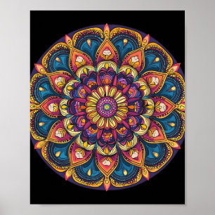Poster Mandala de lotus sacré Bohème méditation de yoga