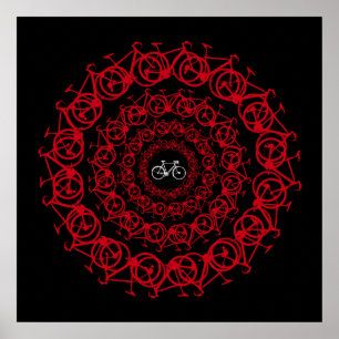 Poster mandala des vélos rouges