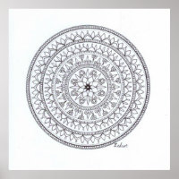 Poster Mandala Dessiné À La Main Pour Colorer Dans