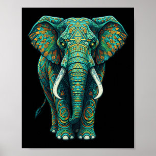 Poster Mandala Éléphant Spirituel Zen Art Pleine Conscien