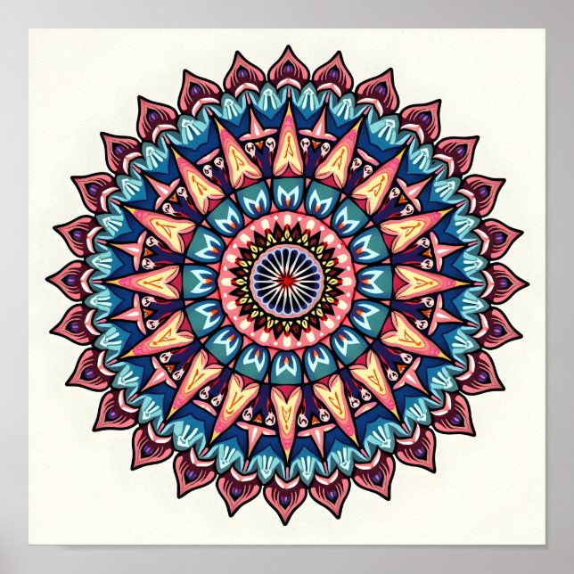 Poster Mandala en blanc (Devant)