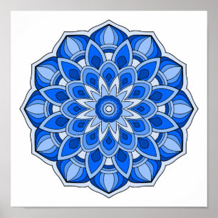 Poster Mandala en bleu