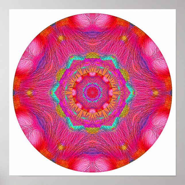 Poster Mandala en cristal rose (Devant)