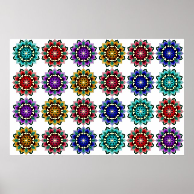 Poster Mandala en différentes couleurs (Devant)