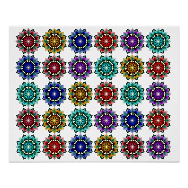 Poster Mandala en différentes couleurs (Devant)