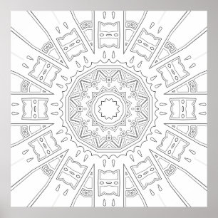 Poster Mandala en soleil géométrique avec motifs superpos